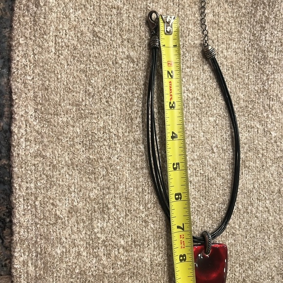 Chicos red pendant on leather double strand necklace - Picture 4 of 5
